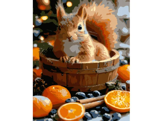 Картина по номерам Белка с апельсинами размером 40х50 см (VG010) купить в интернет магазине подарков ПраздникШоп