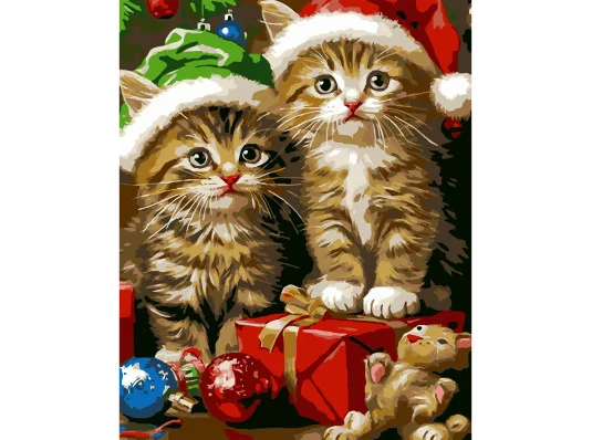 Картина по номерам Новогодние котики размером 40х50 см (VG011) купить в интернет магазине подарков ПраздникШоп