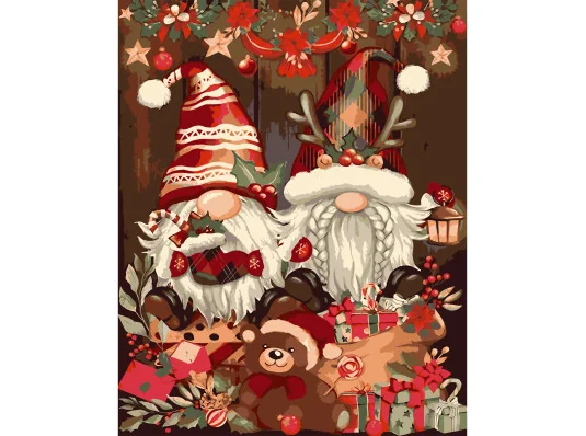 Картина по номерам Праздничные гномы размером 40х50 см (VG016) купить в интернет магазине подарков ПраздникШоп