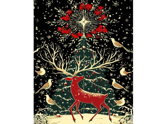 Картина по номерам ПРЕМИУМ Фантастический олень на черном фоне размером 40х50 см (AH1241) купить в интернет магазине подарков ПраздникШоп