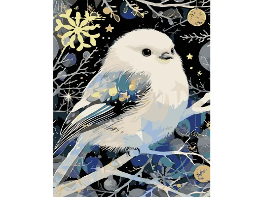 Картина по номерам ПРЕМИУМ Зимняя птичка на черном фоне размером 40х50 см (AH1239) купить в интернет магазине подарков ПраздникШоп