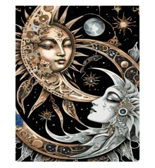 Картина по номерам ПРЕМИУМ Солнце и Луна на черном фоне размером 40х50 см (AH1238) купить в интернет магазине подарков ПраздникШоп