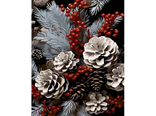 Картина по номерам ПРЕМИУМ Зимняя композиция на черном фоне размером 40х50 см (AH1235) купить в интернет магазине подарков ПраздникШоп