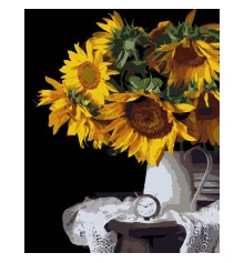 Картина по номерам ПРЕМИУМ Букет подсолнечников на черном фоне размером 40х50 см (AH1232-17) купить в интернет магазине подарков ПраздникШоп