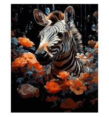 Картина по номерам ПРЕМИУМ Зебра в цветах на черном фоне размером 40х50 см (AH1231-17) купить в интернет магазине подарков ПраздникШоп