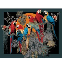 Картина по номерам ПРЕМИУМ Стая попугаев на черном фоне размером 40х50 см (AH1230-19) купить в интернет магазине подарков ПраздникШоп