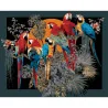 Картина за номерами ПРЕМІУМ Зграя папуг на чорному фоні розміром 40х50 см (AH1230-19)