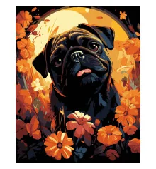 Картина по номерам ПРЕМИУМ Мопс в цветах на черном фоне размером 40х50 см (AH1228-18) купить в интернет магазине подарков ПраздникШоп