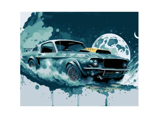 Картина по номерам ПРЕМИУМ Ночной мустанг на черном фоне размером 40х50 см (AH1227-15) купить в интернет магазине подарков ПраздникШоп