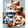 Картина за номерами ПРЕМІУМ Грайливі цуценята на чорному фоні розміром 40х50 см (AH1226-19)