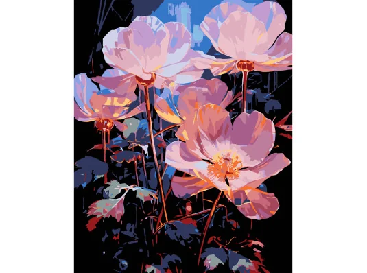 Картина по номерам ПРЕМИУМ Ночные цветы на черном фоне размером 40х50 см (AH1224-17) купить в интернет магазине подарков ПраздникШоп