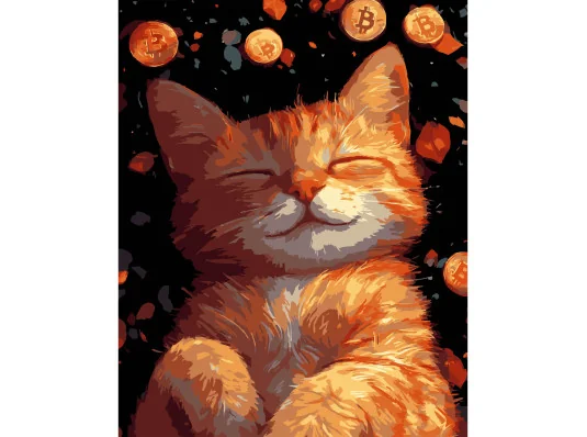 Картина по номерам ПРЕМИУМ Рыжий котенок на черном фоне размером 40х50 см (AH1216-17) купить в интернет магазине подарков ПраздникШоп