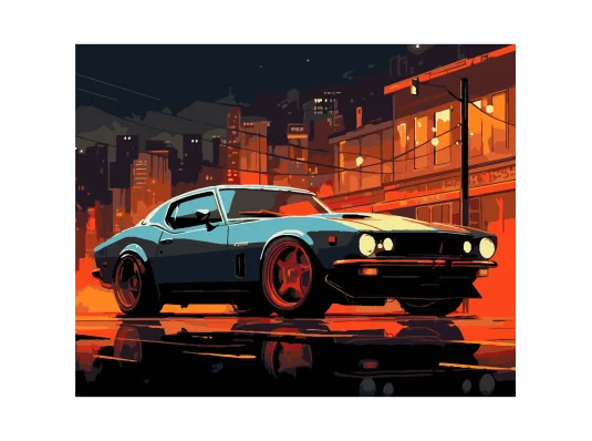 Картина по номерам ПРЕМИУМ Городской Мустанг на черном фоне размером 40х50 см (AH1217-18) купить в интернет магазине подарков ПраздникШоп