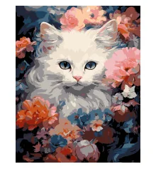 Картина по номерам ПРЕМИУМ Белая кошка на черном фоне размером 40х50 см (AH1214-19) купить в интернет магазине подарков ПраздникШоп