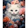 Картина за номерами ПРЕМІУМ Біла кішка на чорному фоні розміром 40х50 см (AH1214-19)