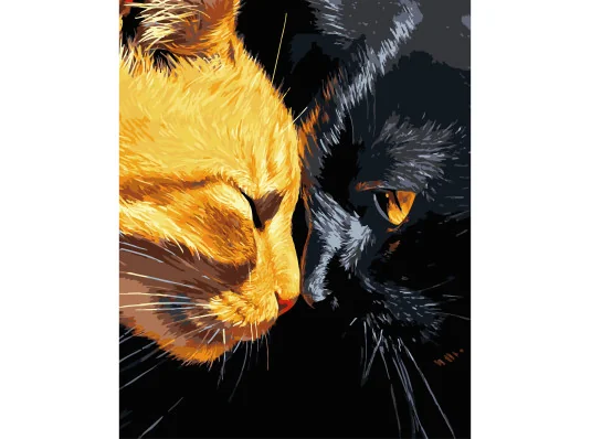 Картина по номерам ПРЕМИУМ Разные кошки на черном фоне размером 40х50 см (AH1210-16) купить в интернет магазине подарков ПраздникШоп