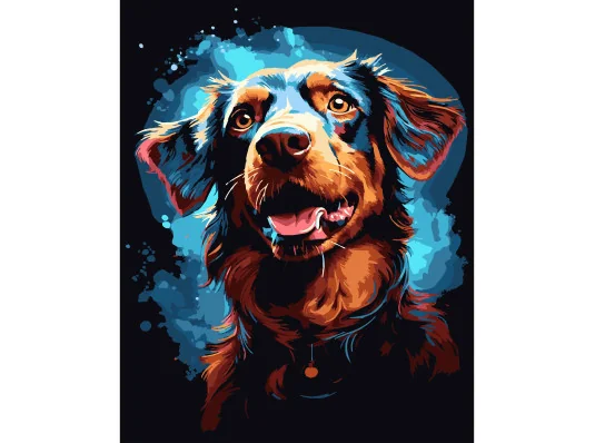 Картина по номерам ПРЕМИУМ Веселый пес на черном фоне размером 40х50 см (AH1208-17) купить в интернет магазине подарков ПраздникШоп