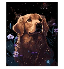Картина по номерам ПРЕМИУМ Ретривер в цветах на черном фоне размером 40х50 см (AH1207-17) купить в интернет магазине подарков ПраздникШоп
