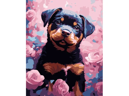 Картина по номерам ПРЕМИУМ Песик на черном фоне размером 40х50 см (AH1205-17) купить в интернет магазине подарков ПраздникШоп