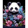 Картина за номерами ПРЕМІУМ Весняна панда на чорному фоні розміром 40х50 см (AH1203-17)