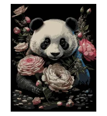 Картина по номерам ПРЕМИУМ Панда с цветами на черном фоне размером 40х50 см (AH1200-19) купить в интернет магазине подарков ПраздникШоп