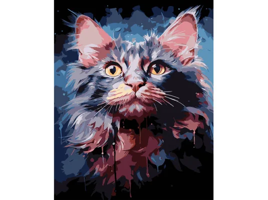 Картина по номерам ПРЕМИУМ Акварельный кот на черном фоне размером 40х50 см (AH1199-17) купить в интернет магазине подарков ПраздникШоп