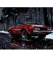 Картина по номерам ПРЕМИУМ Красная машина на черном фоне размером 40х50 см (AH1196-11) купить в интернет магазине подарков ПраздникШоп