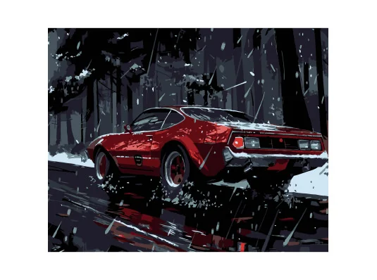 Картина по номерам ПРЕМИУМ Красная машина на черном фоне размером 40х50 см (AH1196-11) купить в интернет магазине подарков ПраздникШоп