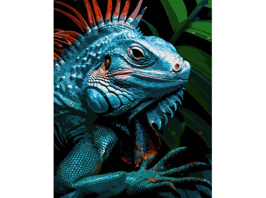 Картина по номерам ПРЕМИУМ Яркий хамелеон на черном фоне размером 40х50 см (AH1195-15) купить в интернет магазине подарков ПраздникШоп