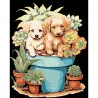 Картина по номерам ПРЕМИУМ Щенки на черном фоне размером 40х50 см (AH1192-16)