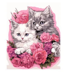 Картина по номерам ПРЕМИУМ Котята в цветах на черном фоне размером 40х50 см (AH1189-16) купить в интернет магазине подарков ПраздникШоп