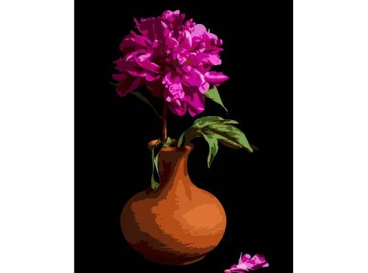 Картина по номерам ПРЕМИУМ Пион в весе на черном фоне размером 40х50 см (AH1188-17) купить в интернет магазине подарков ПраздникШоп