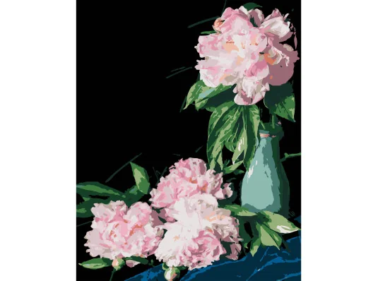 Картина по номерам ПРЕМИУМ Розовые пионы на черном фоне размером 40х50 см (AH1186-18) купить в интернет магазине подарков ПраздникШоп