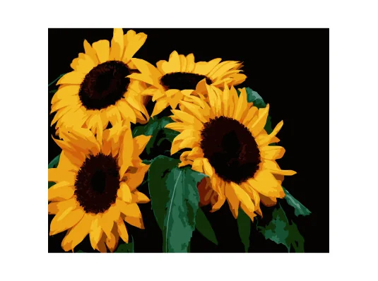 Картина по номерам ПРЕМИУМ Яркие подсолнухи на черном фоне размером 40х50 см (AH1185-13) купить в интернет магазине подарков ПраздникШоп