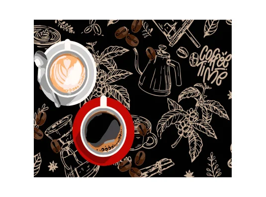 Картина по номерам ПРЕМИУМ Две чашки кофе на черном фоне размером 40х50 см (AH1184-12) купить в интернет магазине подарков ПраздникШоп