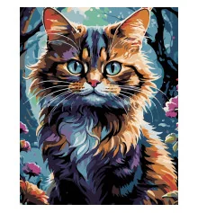 Картина по номерам ПРЕМИУМ Кот в саду на черном фоне размером 40х50 см (AH1182-19) купить в интернет магазине подарков ПраздникШоп