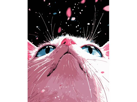 Картина по номерам ПРЕМИУМ Розовый котенок на черном фоне размером 40х50 см (AH1179-12) купить в интернет магазине подарков ПраздникШоп