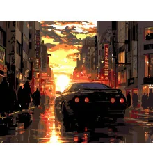 Картина по номерам ПРЕМИУМ Авто на закате на черном фоне размером 40х50 см (AH1178-17) купить в интернет магазине подарков ПраздникШоп