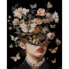 Картина по номерам ПРЕМИУМ Девушка и бабочки на черном фоне размером 40х50 см (AH1176-19