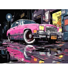 Картина по номерам ПРЕМИУМ Розовая машина на черном фоне размером 40х50 см (AH1175-17) купить в интернет магазине подарков ПраздникШоп