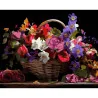 Картина по номерам ПРЕМИУМ Корзина разноцветных цветов на черном фоне размером 40х50 см (AH1213-19)