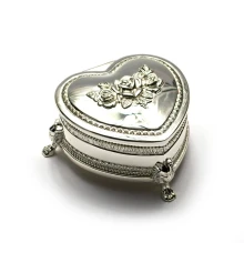 Шкатулка для украшений «Сердечко» (8×7.5×3.5 см)«Серебро» купить в интернет магазине подарков ПраздникШоп