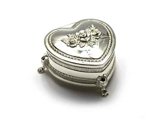 Шкатулка для украшений «Сердечко» (8×7.5×3.5 см)«Серебро» купить в интернет магазине подарков ПраздникШоп
