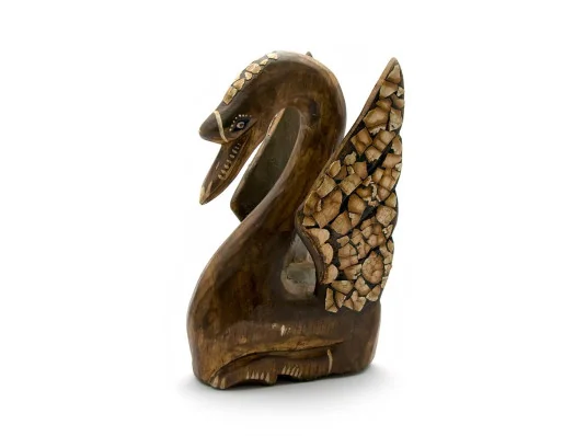 Лебедь деревянный резной (15×9×6.5 см) купить в интернет магазине подарков ПраздникШоп