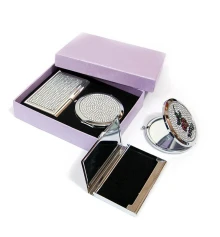 Подарочный набор зеркальце с визитницей «Стразы» (15.5×12.5×3.5 см) купить в интернет магазине подарков ПраздникШоп