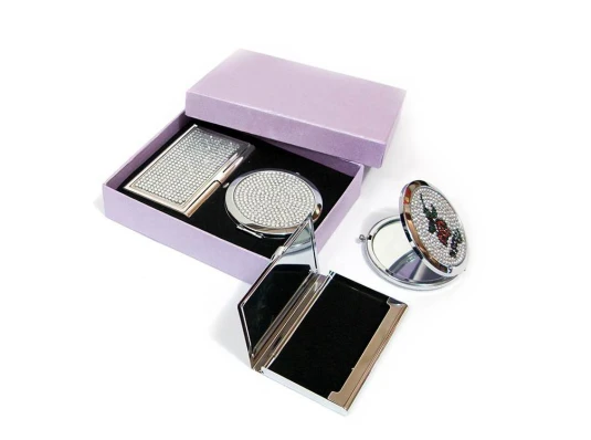 Подарочный набор зеркальце с визитницей «Стразы» (15.5×12.5×3.5 см) купить в интернет магазине подарков ПраздникШоп