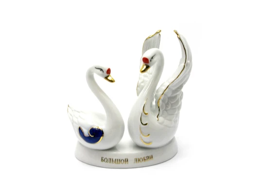 Статуэтка Лебеди пара фарфор (13.5×12×5 см) купить в интернет магазине подарков ПраздникШоп