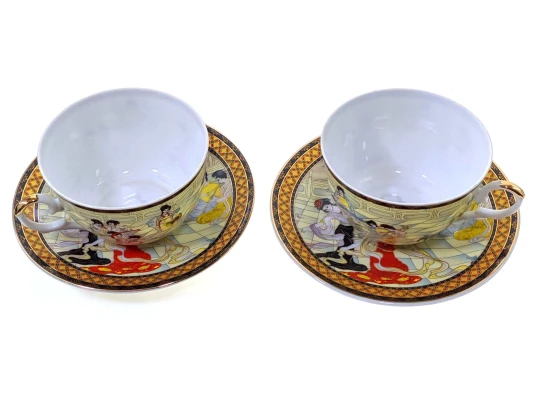 Сервиз фарфор (2JBS78) 2 чашки +2 блюдца «Танцовщицы» (210 мл) (h-6 см купить в интернет магазине подарков ПраздникШоп