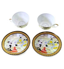 Сервиз фарфор (2JBS78) 2 чашки +2 блюдца «Танцовщицы» (210 мл) (h-6 см купить в интернет магазине подарков ПраздникШоп
