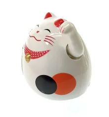 Кошка Манэки-нэко машущая лапой пластик (9×8×7.5 см) (батарейки в комплект не входят) купить в интернет магазине подарков ПраздникШоп